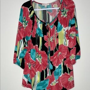 JM Collection Multicolor Floral Blouse